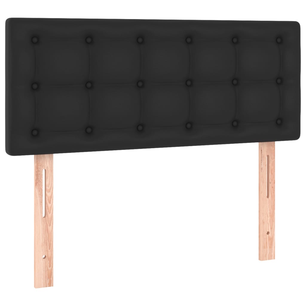 vidaXL Κρεβάτι Boxspring με Στρώμα & LED Μαύρο 90x190 εκ. Συνθ. Δέρμα