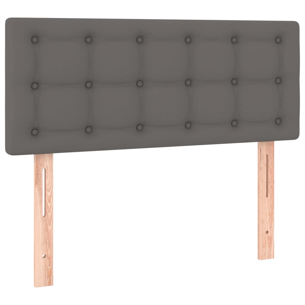 vidaXL Κρεβάτι Boxspring με Στρώμα & LED Γκρι 90x190 εκ. Συνθ. Δέρμα