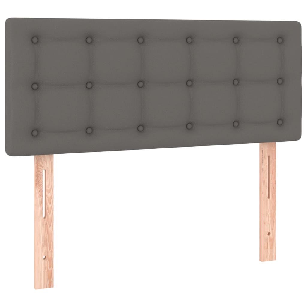 vidaXL Κρεβάτι Boxspring με Στρώμα & LED Γκρι 90x200 εκ. Συνθ. Δέρμα