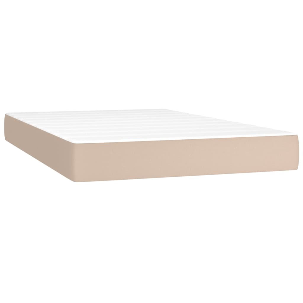 vidaXL Κρεβάτι Boxspring Στρώμα&LED Καπουτσίνο 120x200 εκ. Συνθ. Δέρμα
