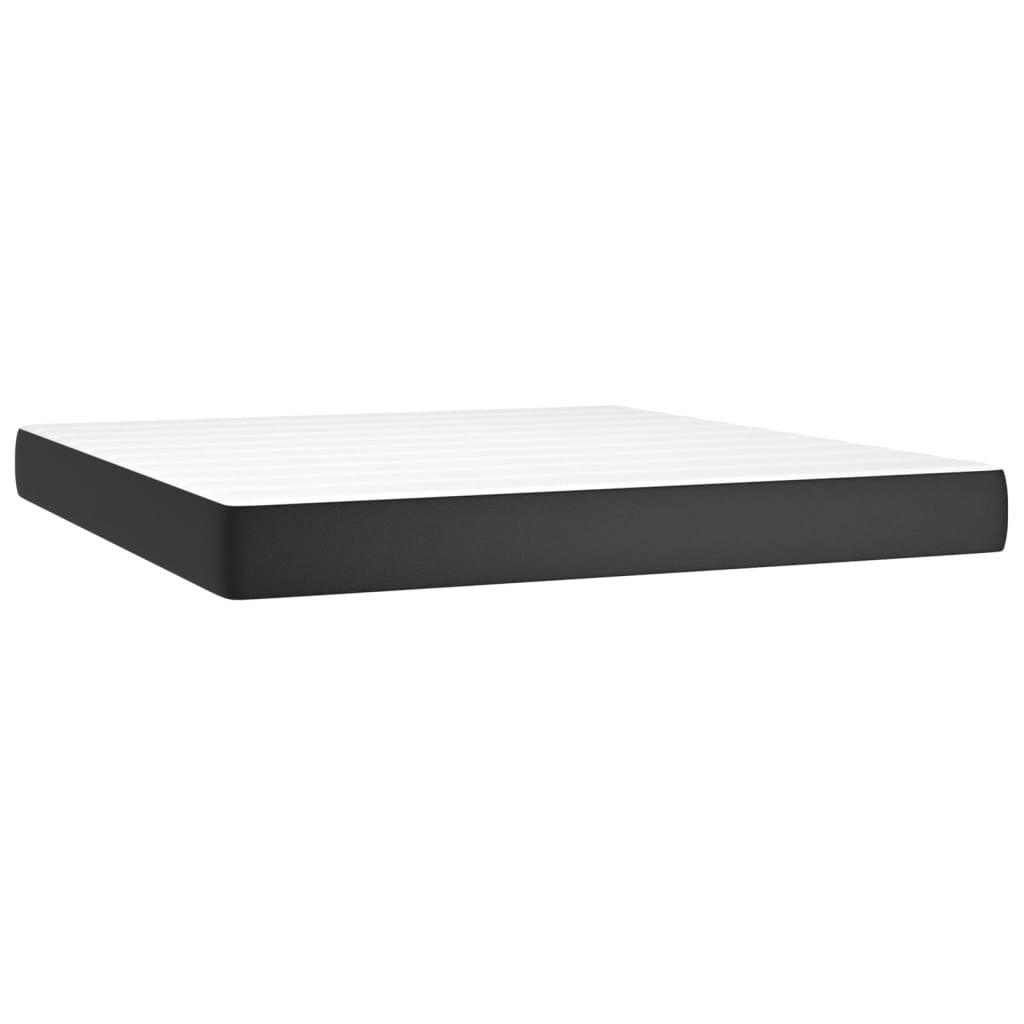 vidaXL Κρεβάτι Boxspring με Στρώμα & LED Μαύρο 180x200 εκ. Συνθ. Δέρμα