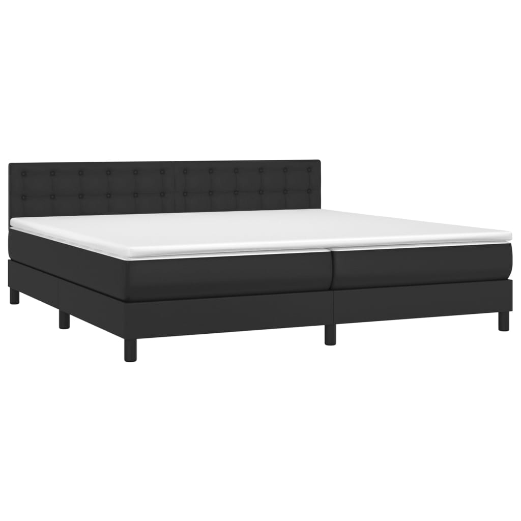 vidaXL Κρεβάτι Boxspring με Στρώμα & LED Μαύρο 200x200 εκ. Συνθ. Δέρμα
