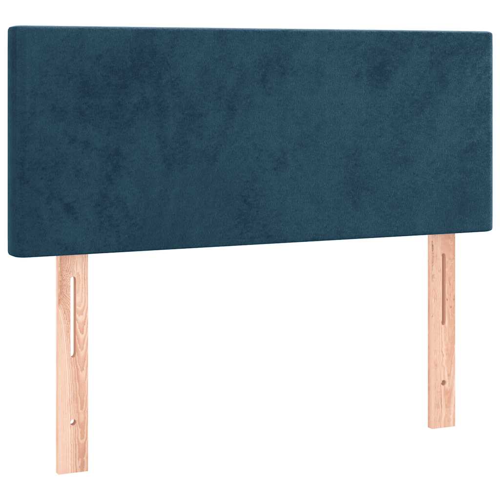 vidaXL Κρεβάτι Boxspring με Στρώμα & LED Σκ. Μπλε 90x190 εκ. Βελούδινο