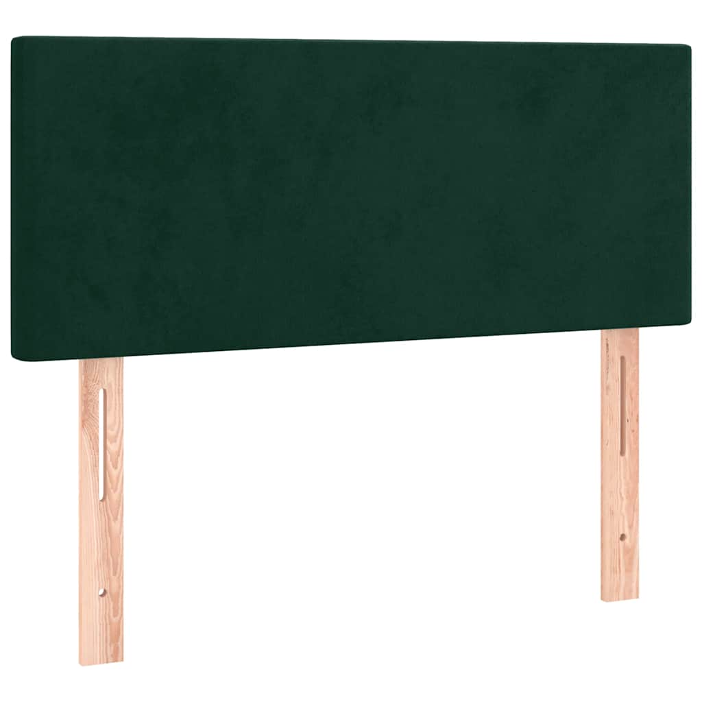 vidaXL Κρεβάτι Boxspring με Στρώμα & LED Σκ. Πράσινο 120x200εκ Βελούδο