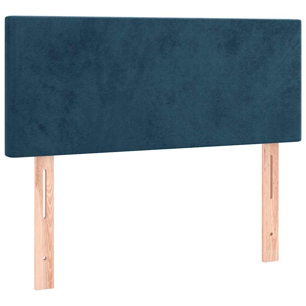 vidaXL Κρεβάτι Boxspring με Στρώμα & LED Σκ. Μπλε 120x200εκ. Βελούδινο