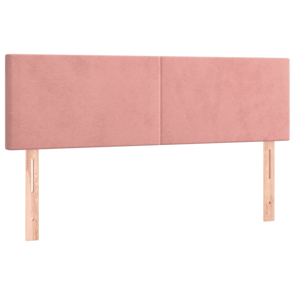 vidaXL Κρεβάτι Boxspring με Στρώμα & LED Ροζ 140x190 εκ. Βελούδινο