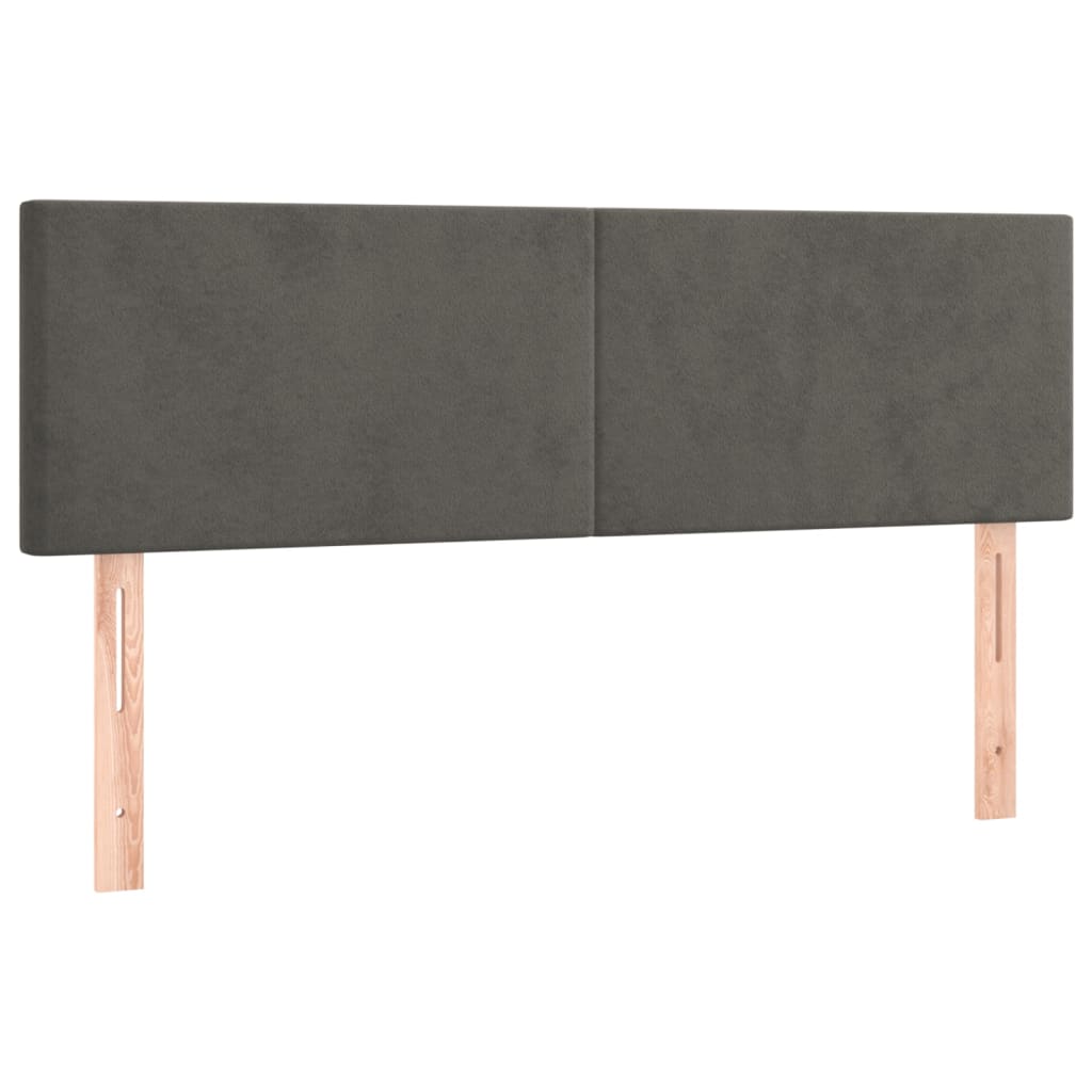 vidaXL Κρεβάτι Boxspring με Στρώμα & LED Σκ. Γκρι 140x200εκ. Βελούδινο