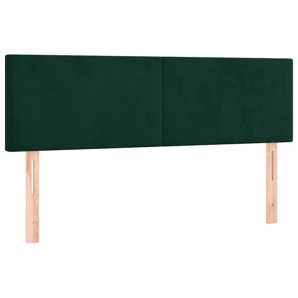 vidaXL Κρεβάτι Boxspring με Στρώμα & LED Σκ. Πράσινο 140x200εκ Βελούδο