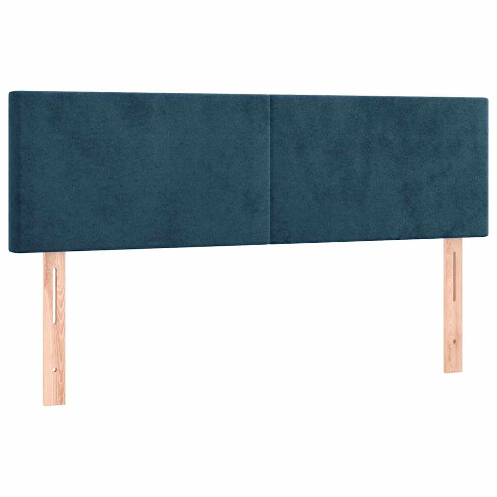 vidaXL Κρεβάτι Boxspring με Στρώμα & LED Σκ. Μπλε 140x200εκ. Βελούδινο