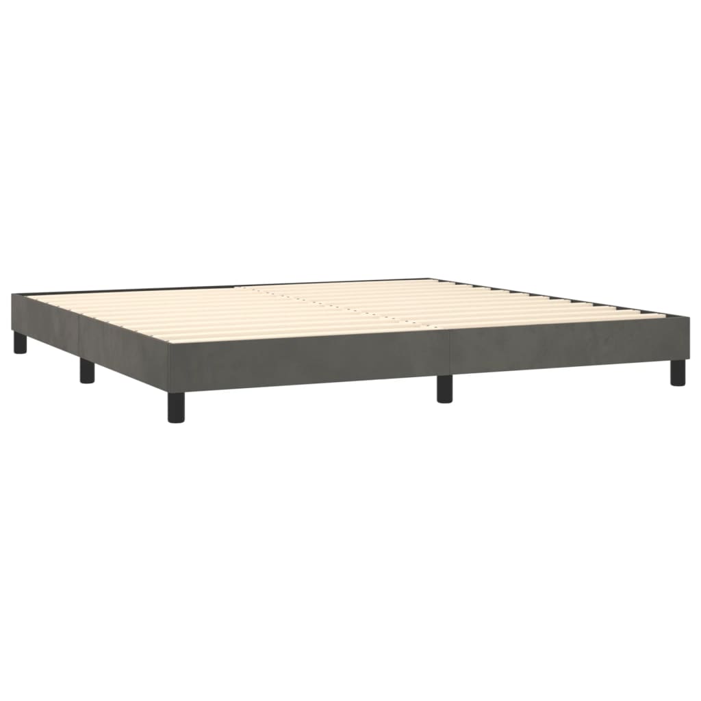 vidaXL Κρεβάτι Boxspring με Στρώμα & LED Σκ. Γκρι 200x200εκ. Βελούδινο