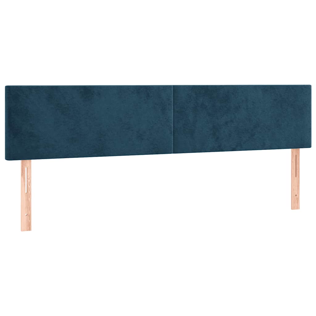 vidaXL Κρεβάτι Boxspring με Στρώμα & LED Σκ. Μπλε 200x200εκ. Βελούδινο