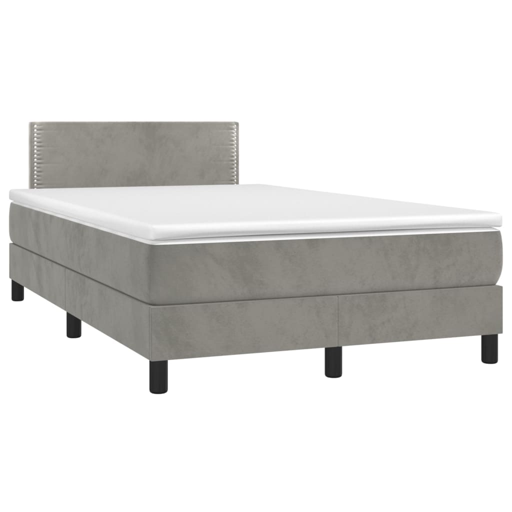 vidaXL Κρεβάτι Boxspring με Στρώμα & LED Αν.Γκρι 120x200 εκ. Βελούδινο