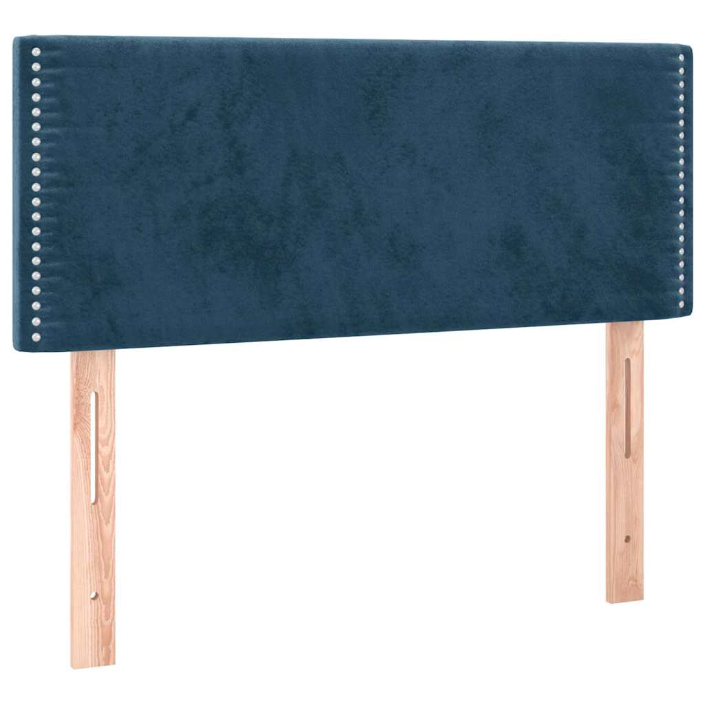 vidaXL Κρεβάτι Boxspring με Στρώμα & LED Σκ. Μπλε 120x200εκ. Βελούδινο
