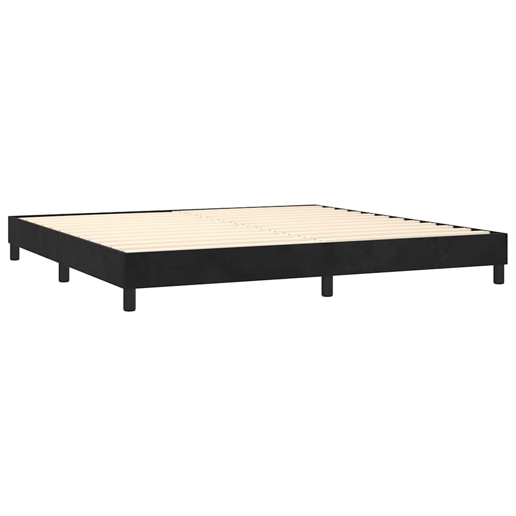 vidaXL Κρεβάτι Boxspring με Στρώμα & LED Μαύρο 200x200 εκ. Βελούδινο