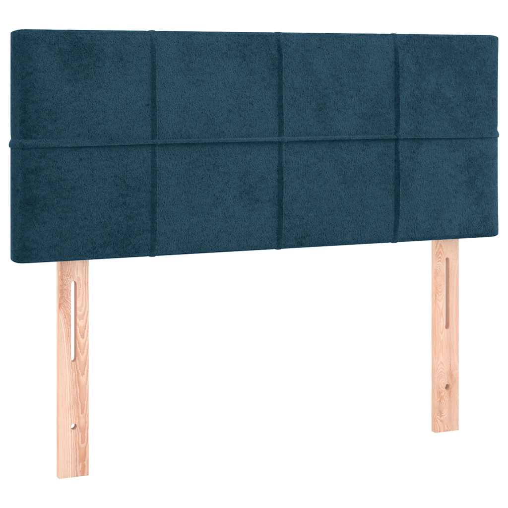 vidaXL Κρεβάτι Boxspring με Στρώμα & LED Σκ. Μπλε 90x200 εκ. Βελούδινο