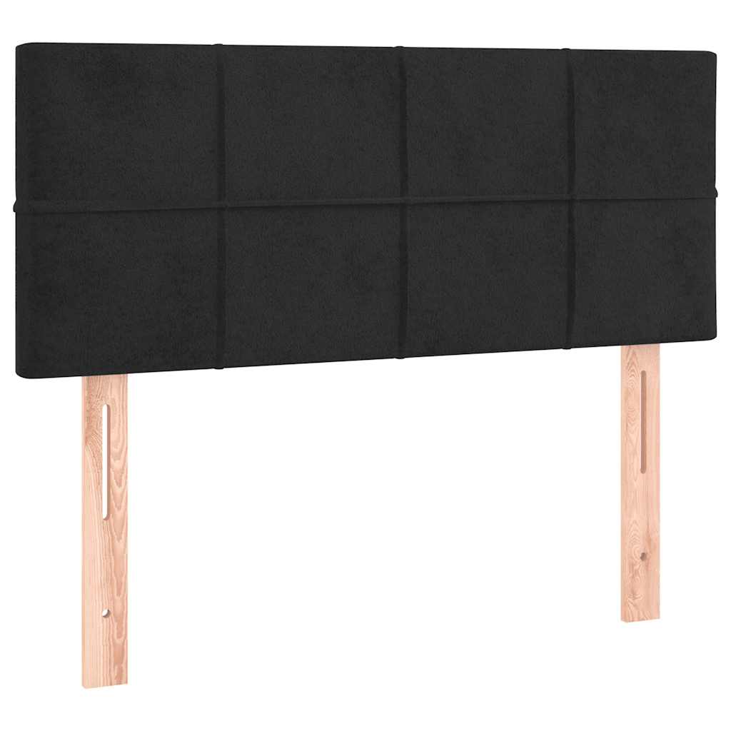 vidaXL Κρεβάτι Boxspring με Στρώμα & LED Μαύρο 100x200 εκ. Βελούδινο