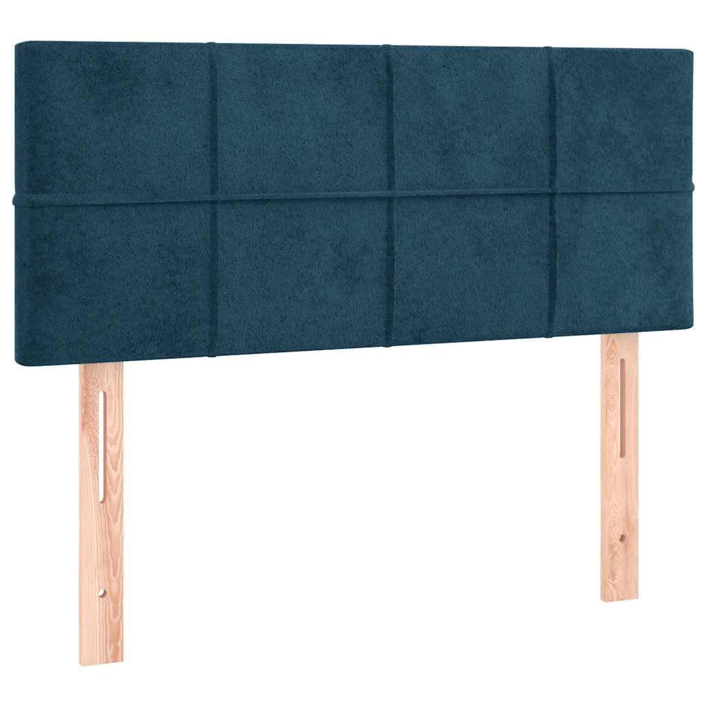 vidaXL Κρεβάτι Boxspring με Στρώμα & LED Σκ. Μπλε 120x200εκ. Βελούδινο