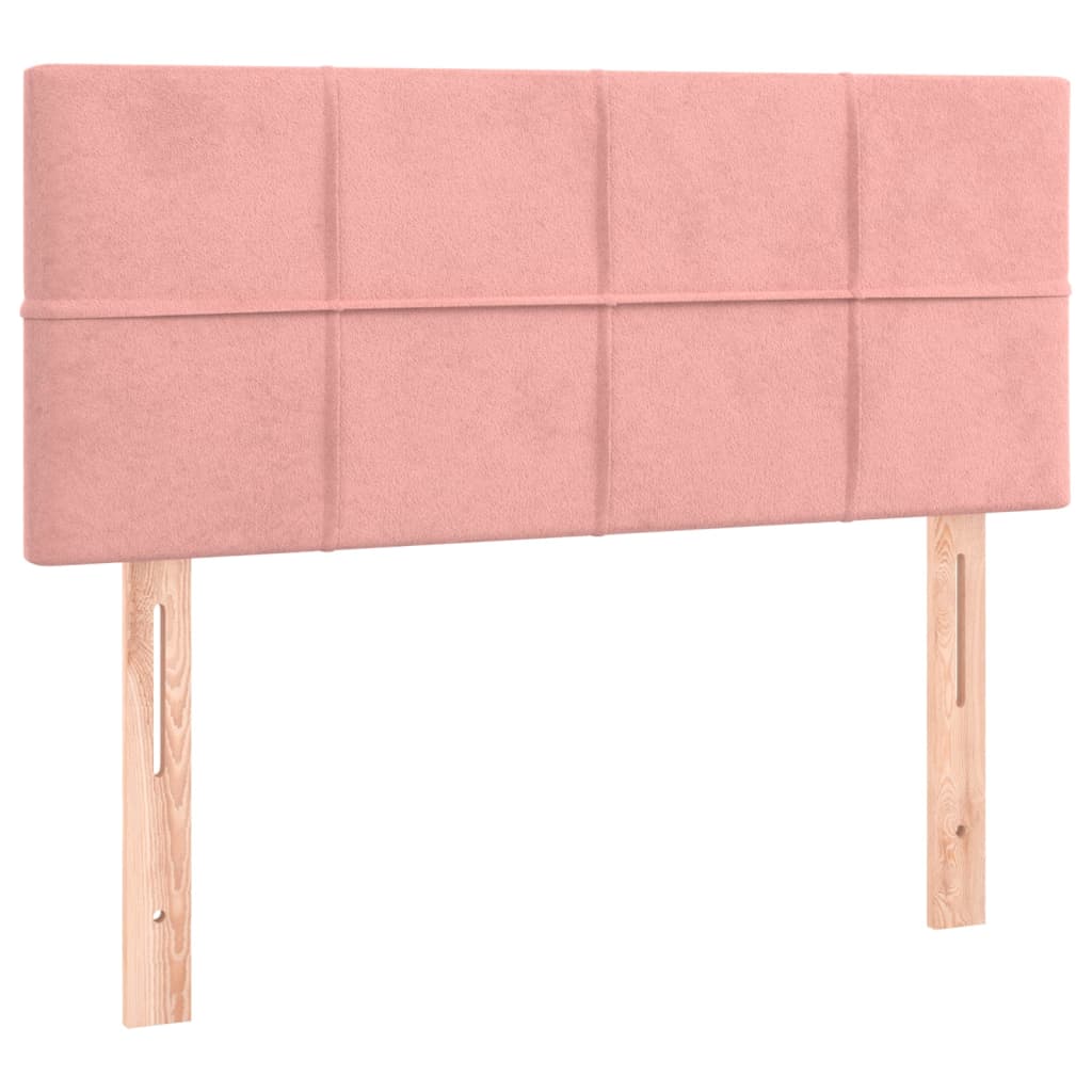 vidaXL Κρεβάτι Boxspring με Στρώμα & LED Ροζ 120x200 εκ. Βελούδινο