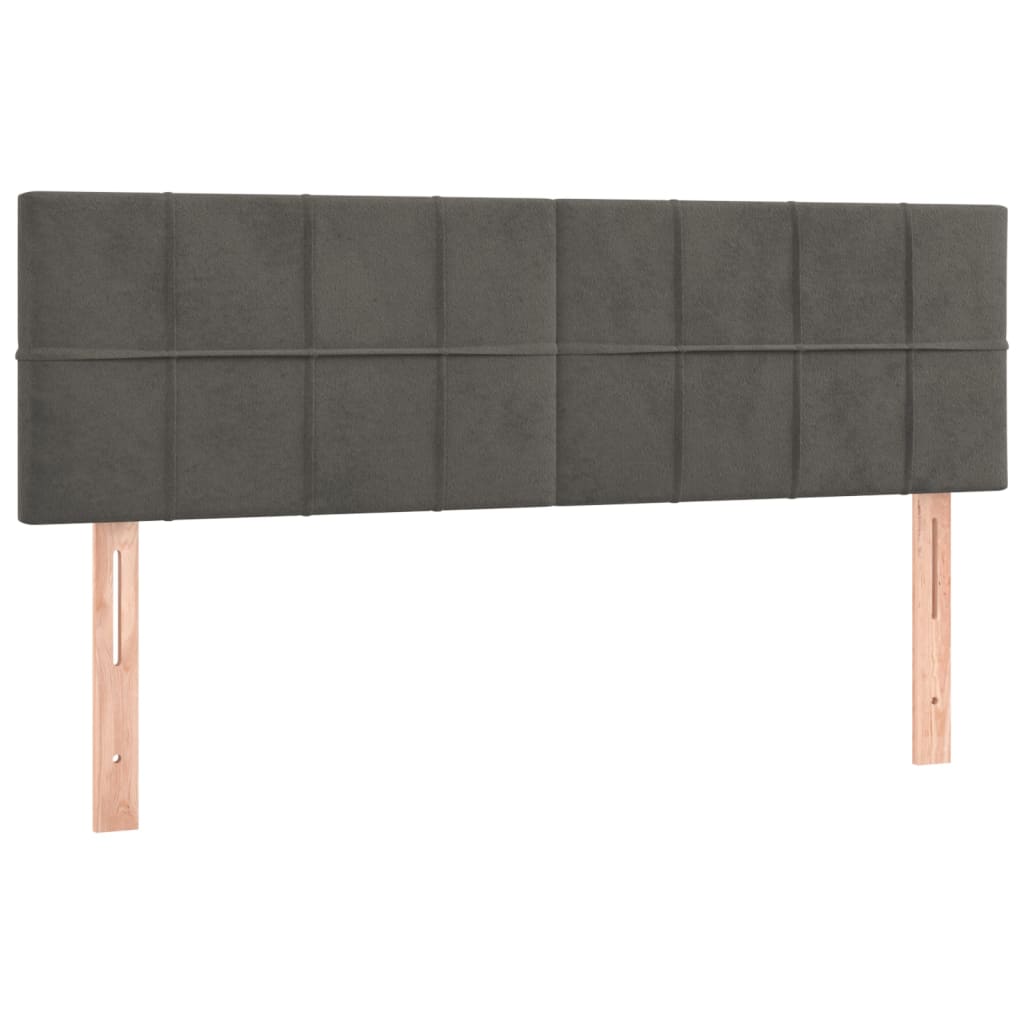 vidaXL Κρεβάτι Boxspring με Στρώμα & LED Σκ. Γκρι 140x190εκ. Βελούδινο