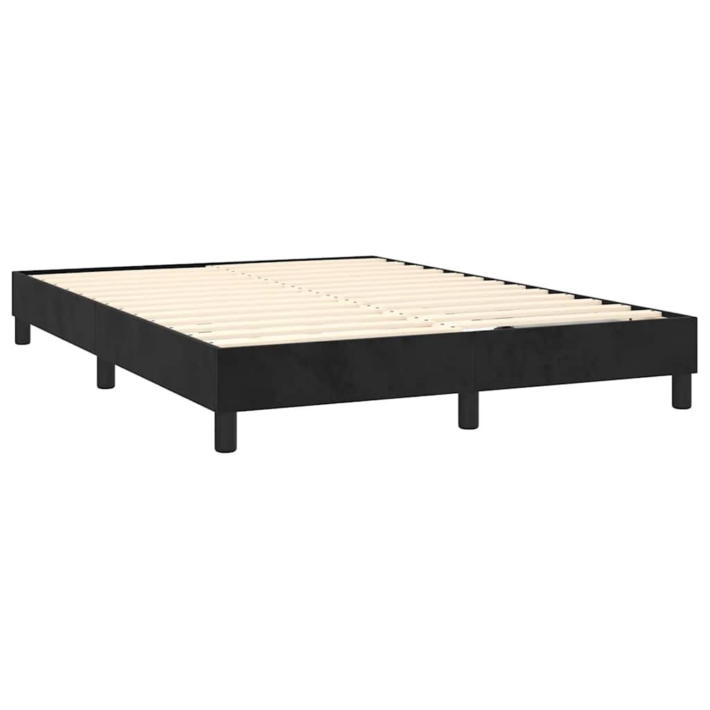 vidaXL Κρεβάτι Boxspring με Στρώμα & LED Μαύρο 140x190 εκ. Βελούδινο