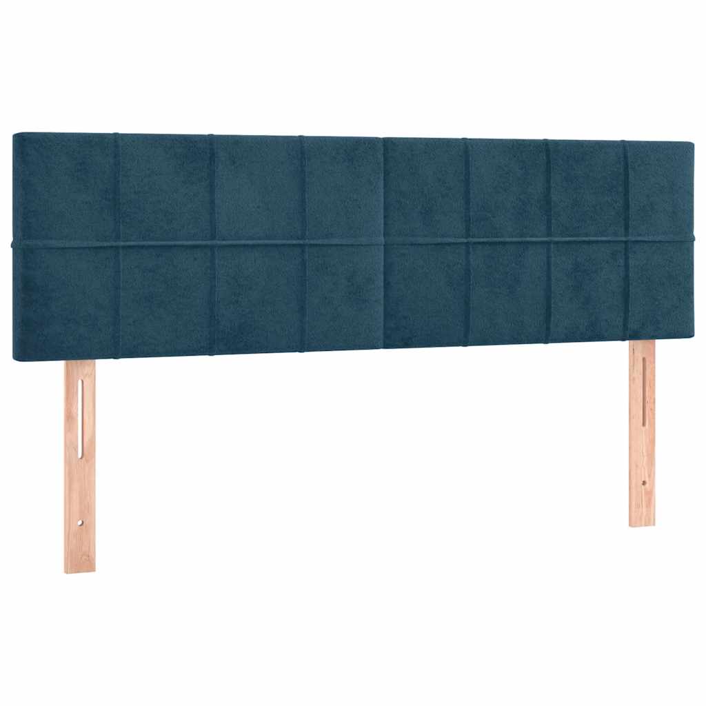 vidaXL Κρεβάτι Boxspring με Στρώμα & LED Σκ. Μπλε 140x190εκ. Βελούδινο