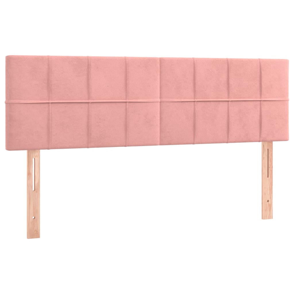 vidaXL Κρεβάτι Boxspring με Στρώμα & LED Ροζ 140x200 εκ. Βελούδινο