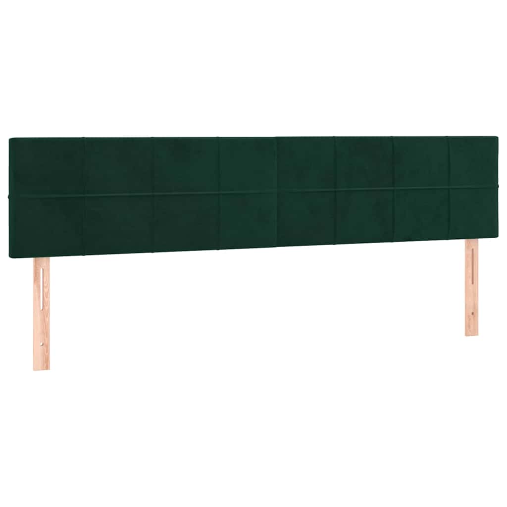vidaXL Κρεβάτι Boxspring με Στρώμα & LED Σκ. Πράσινο 160x200εκ Βελούδο
