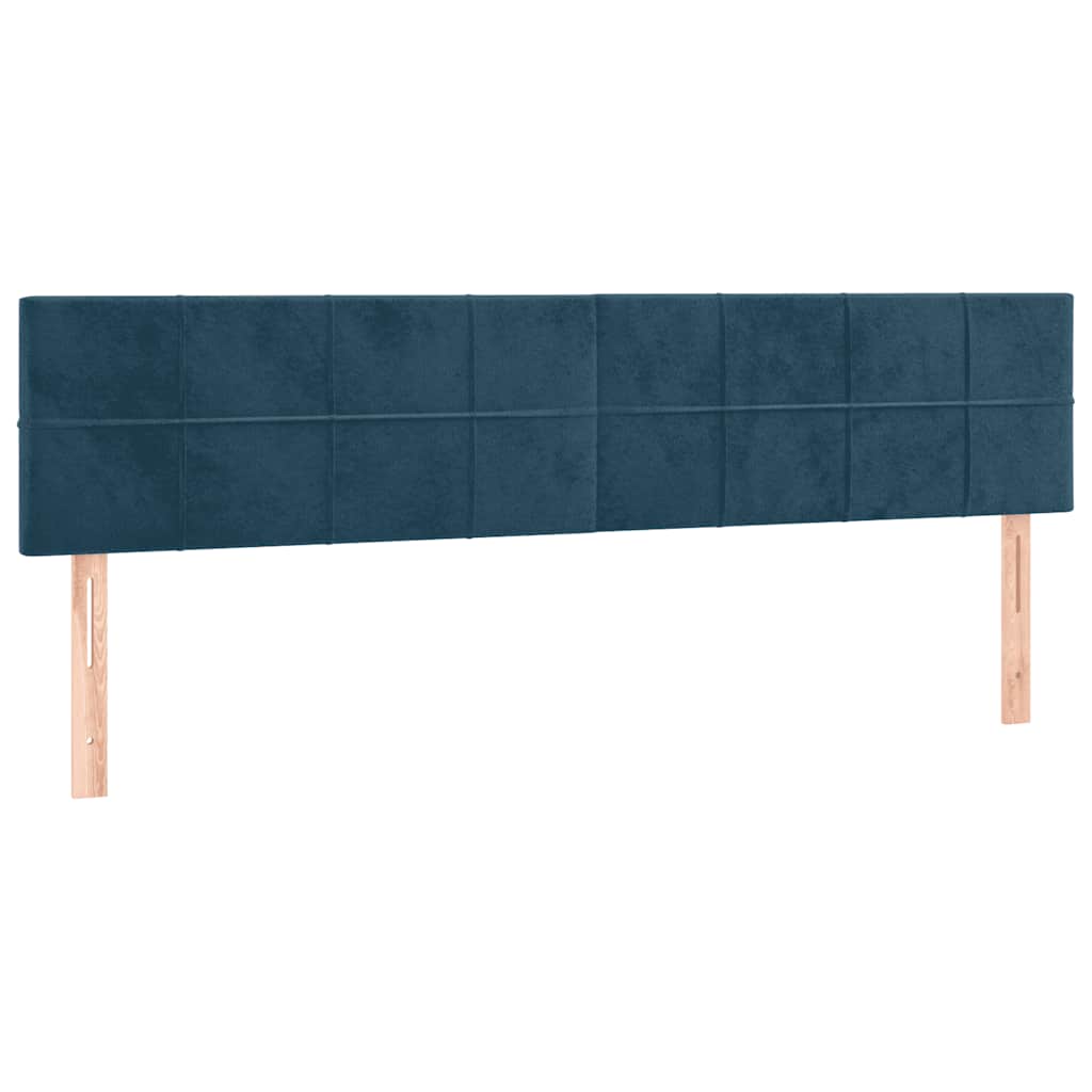 vidaXL Κρεβάτι Boxspring με Στρώμα & LED Σκ. Μπλε 160x200εκ. Βελούδινο