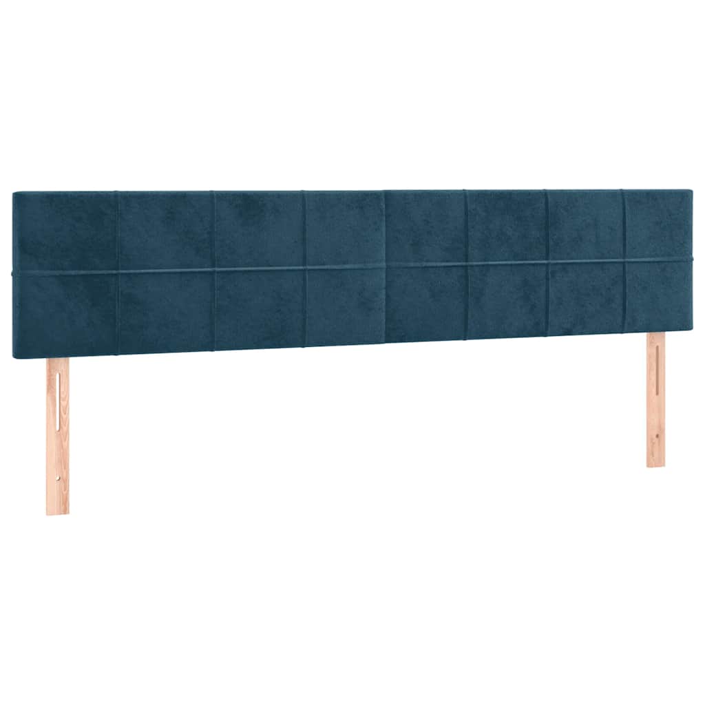 vidaXL Κρεβάτι Boxspring με Στρώμα & LED Σκ. Μπλε 180x200εκ. Βελούδινο
