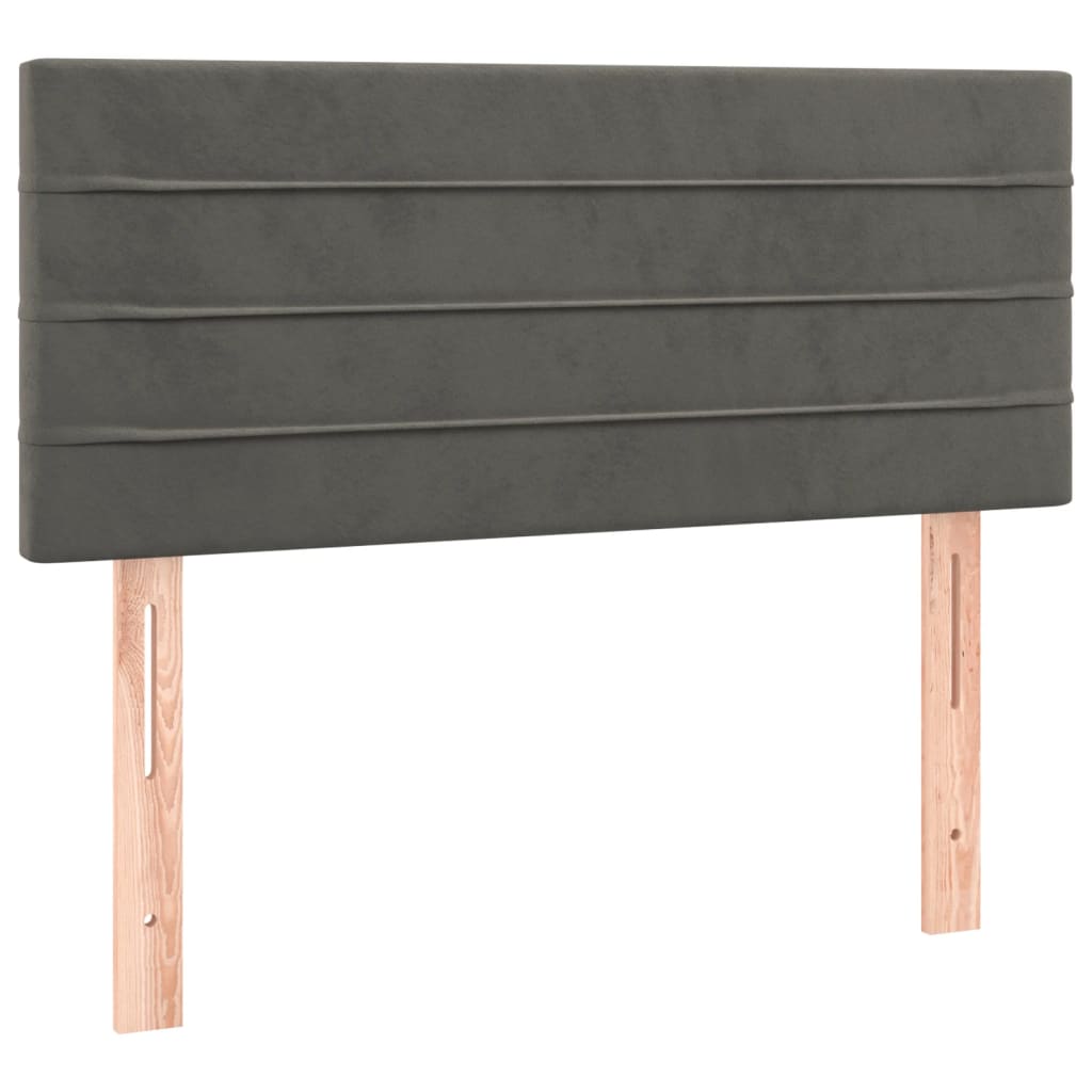 vidaXL Κρεβάτι Boxspring με Στρώμα & LED Σκ. Γκρι 90x190 εκ. Βελούδινο