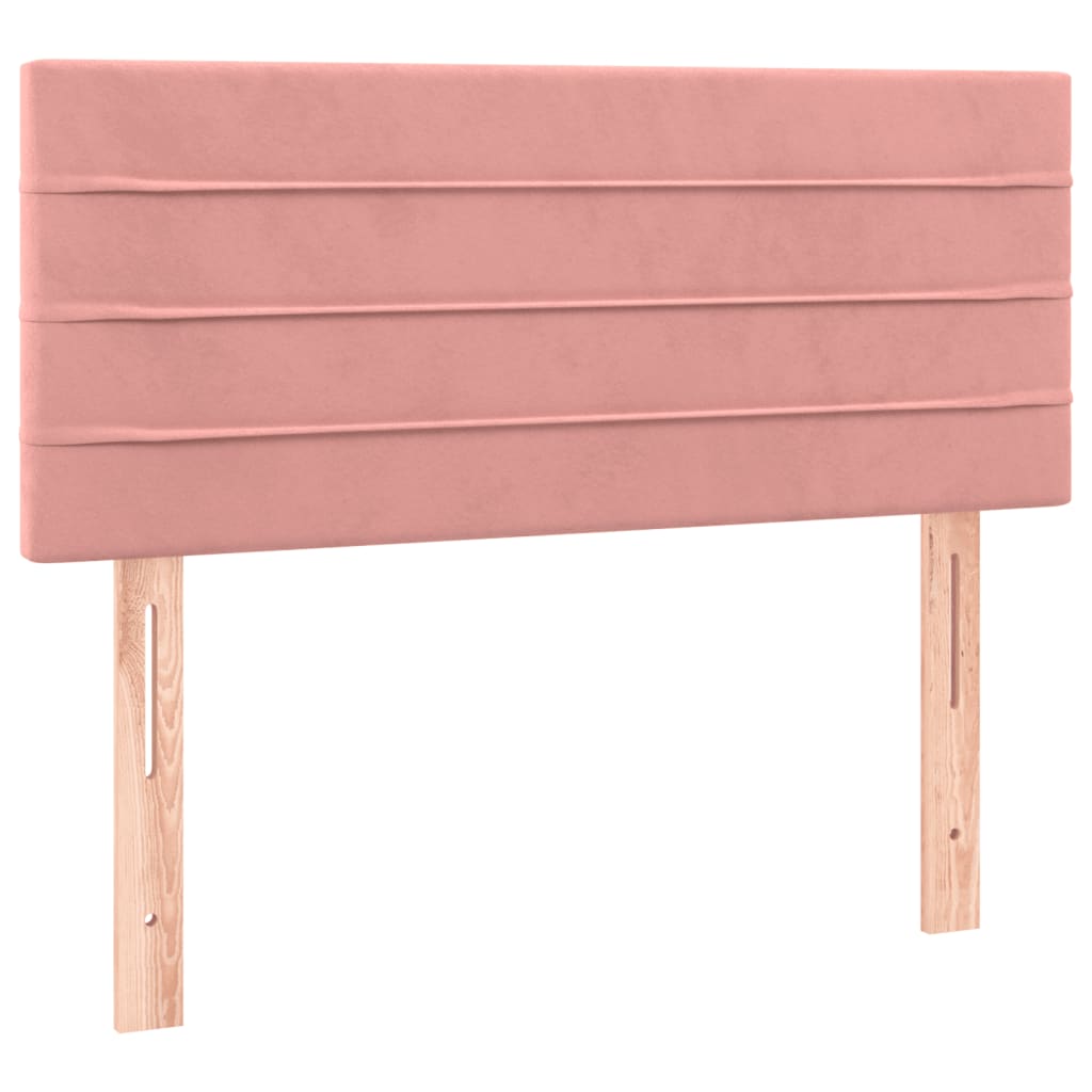 vidaXL Κρεβάτι Boxspring με Στρώμα & LED Ροζ 90x200 εκ. Βελούδινο