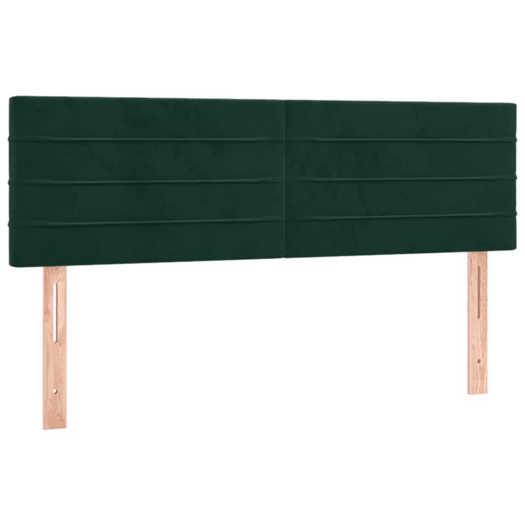 vidaXL Κρεβάτι Boxspring με Στρώμα & LED Σκ. Πράσινο 140x190εκ Βελούδο