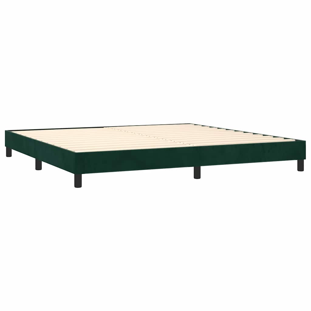 vidaXL Κρεβάτι Boxspring με Στρώμα & LED Σκ. Πράσινο 200x200εκ Βελούδο