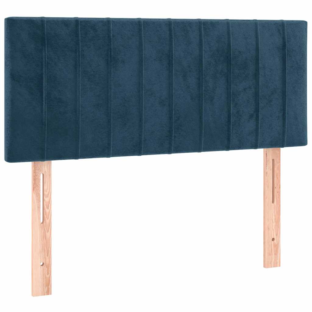 vidaXL Κρεβάτι Boxspring με Στρώμα & LED Σκ. Μπλε 90x190 εκ. Βελούδινο