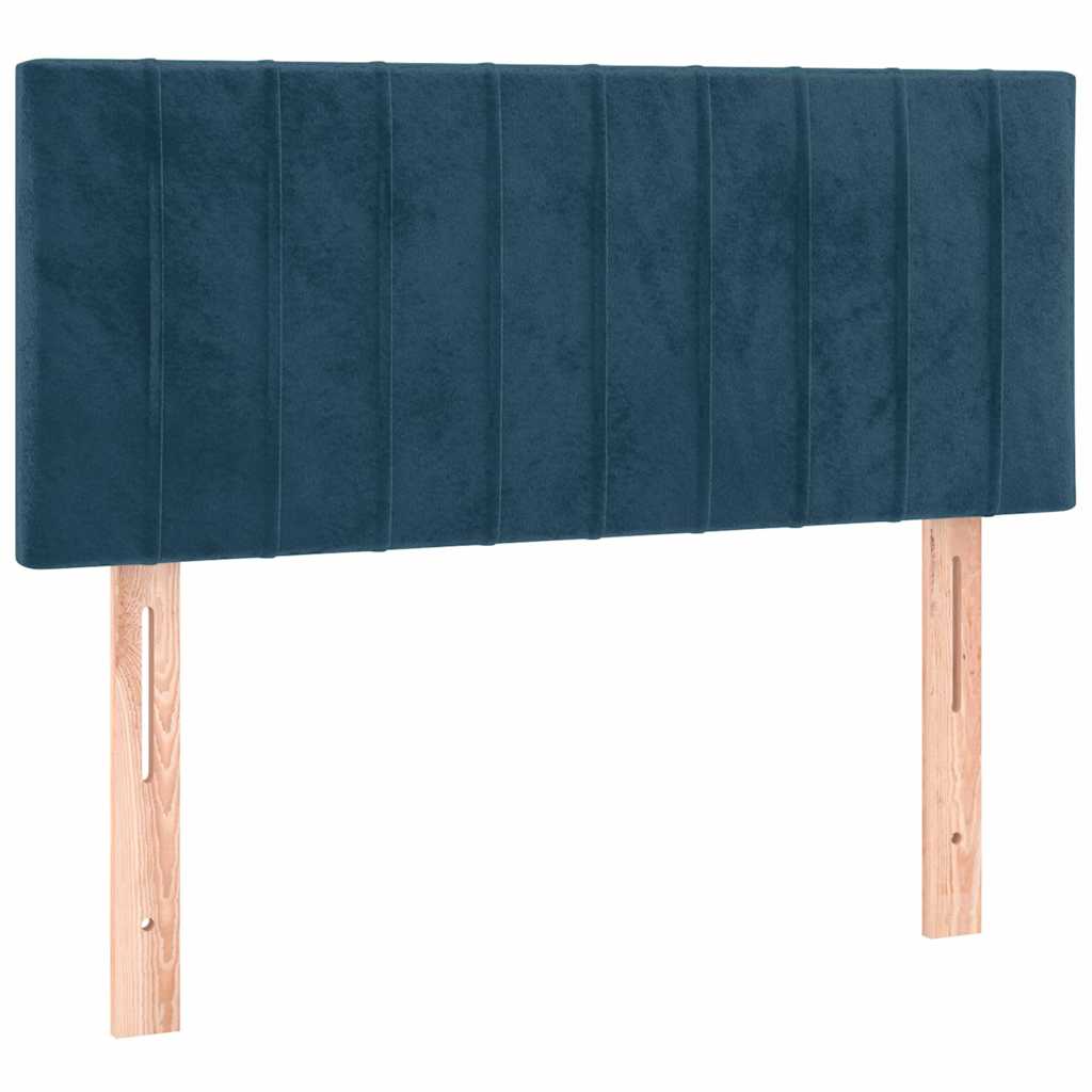vidaXL Κρεβάτι Boxspring με Στρώμα & LED Σκ. Μπλε 90x200 εκ. Βελούδινο