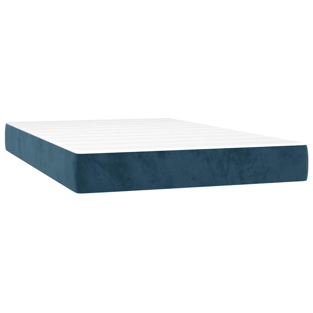 vidaXL Κρεβάτι Boxspring με Στρώμα & LED Σκ. Μπλε 120x200εκ. Βελούδινο