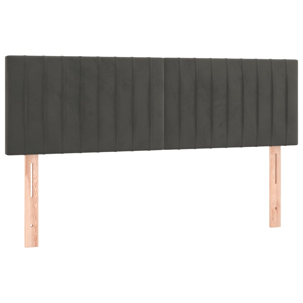 vidaXL Κρεβάτι Boxspring με Στρώμα & LED Σκ. Γκρι 140x190εκ. Βελούδινο