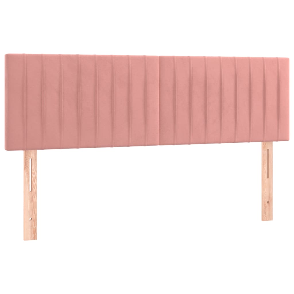 vidaXL Κρεβάτι Boxspring με Στρώμα & LED Ροζ 140x190 εκ. Βελούδινο