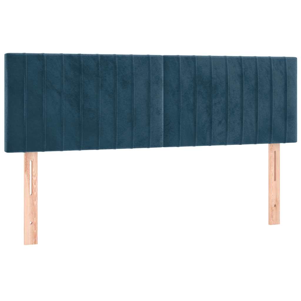 vidaXL Κρεβάτι Boxspring με Στρώμα & LED Σκ. Μπλε 140x200εκ. Βελούδινο