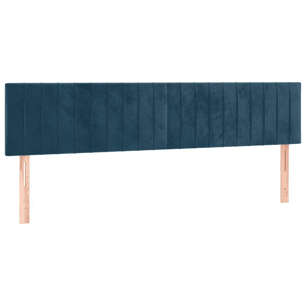vidaXL Κρεβάτι Boxspring με Στρώμα & LED Σκ. Μπλε 160x200εκ. Βελούδινο