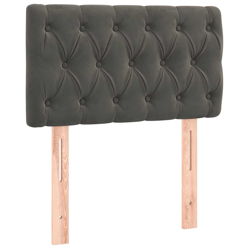 vidaXL Κρεβάτι Boxspring με Στρώμα & LED Σκ. Γκρι 80x200 εκ. Βελούδινο