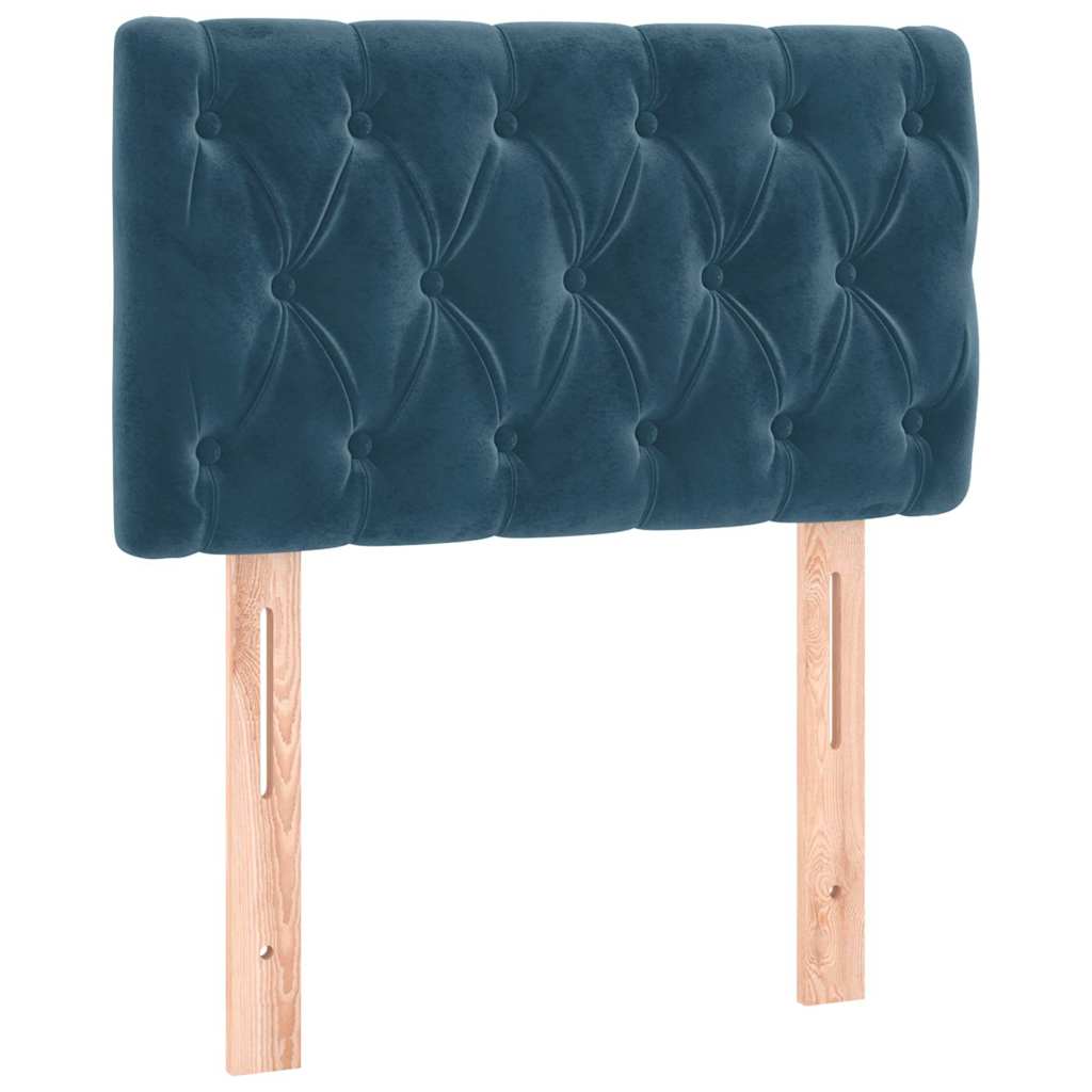 vidaXL Κρεβάτι Boxspring με Στρώμα & LED Σκ. Μπλε 80x200 εκ. Βελούδινο