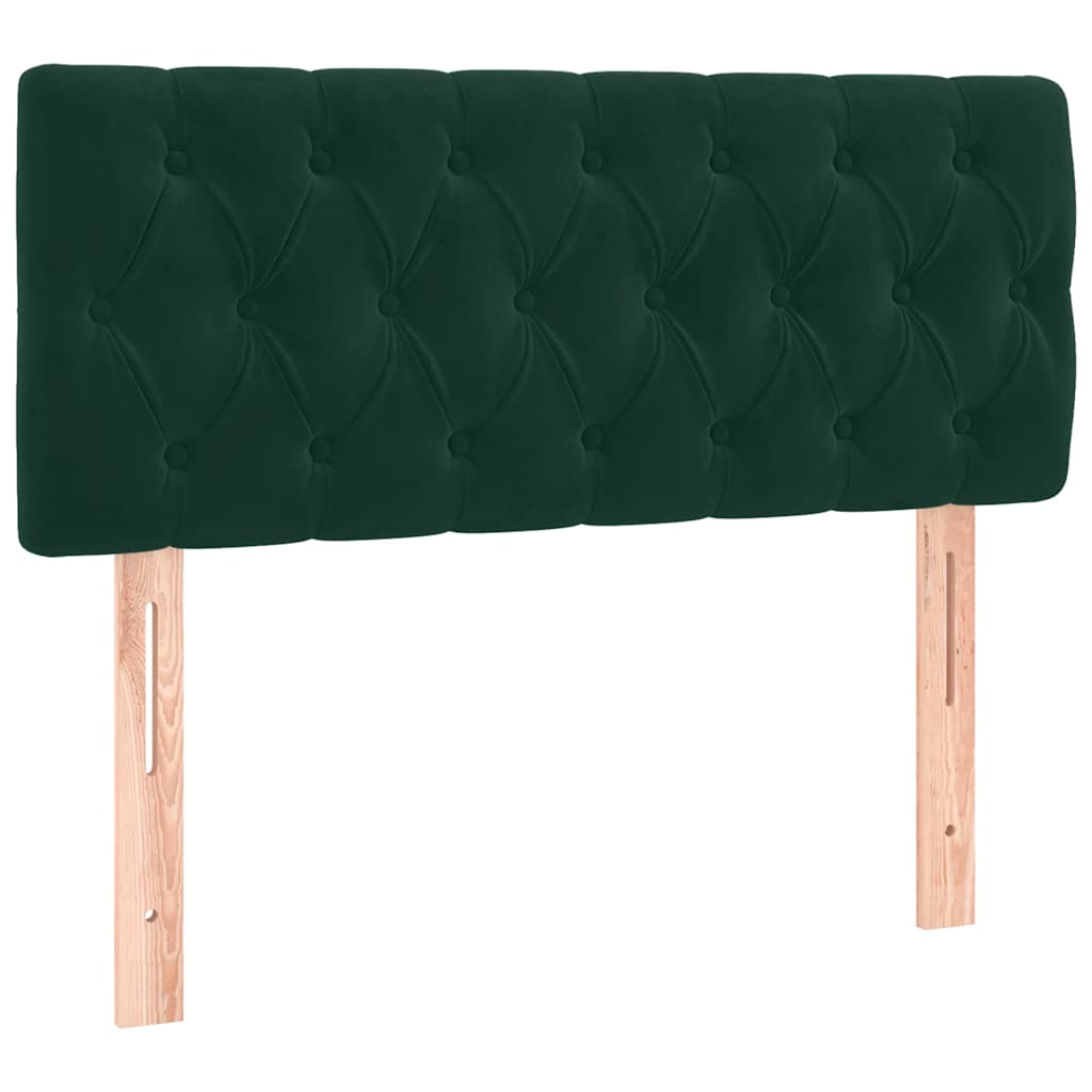 vidaXL Κρεβάτι Boxspring με Στρώμα & LED Σκ. Πράσινο 90x190 εκ Βελούδο