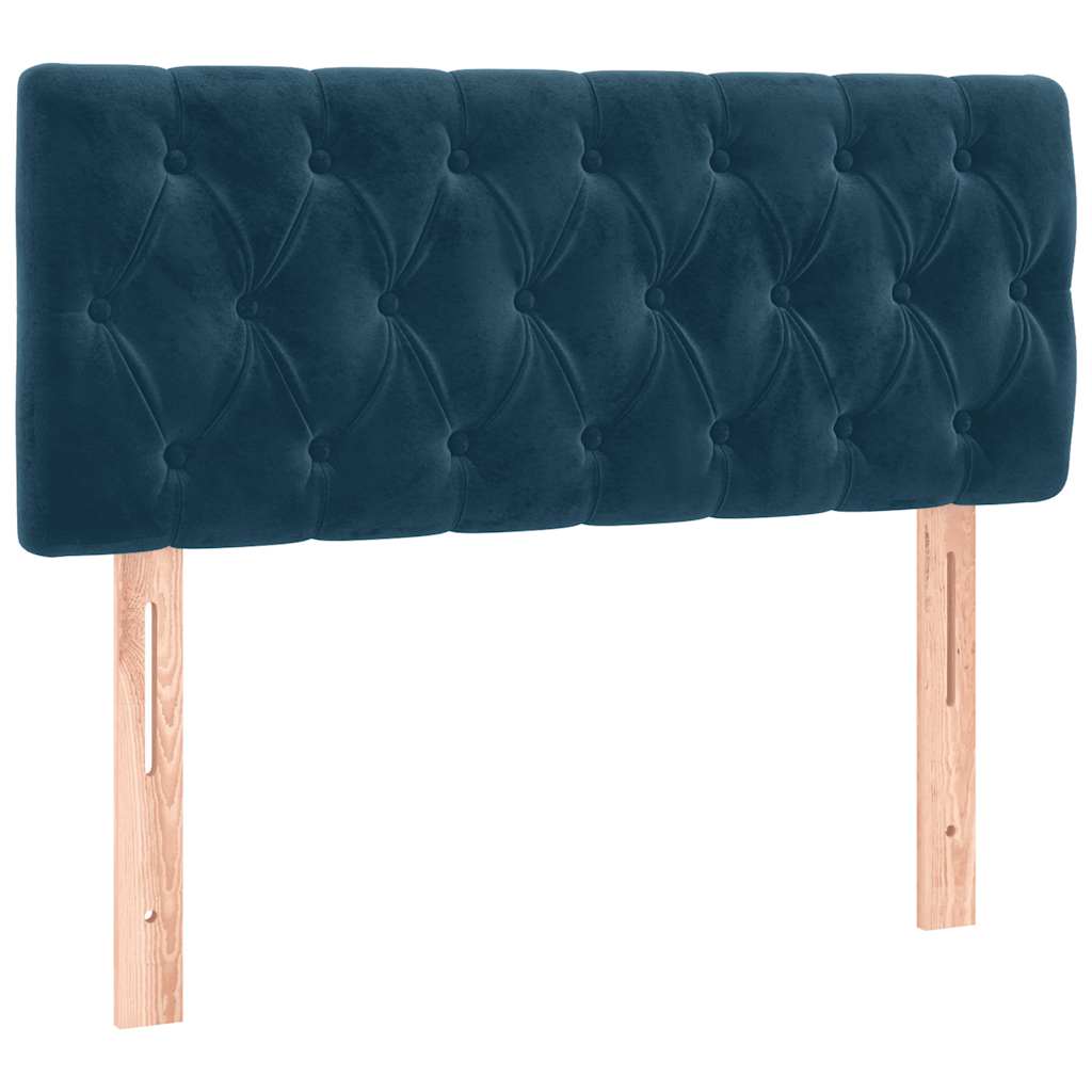 vidaXL Κρεβάτι Boxspring με Στρώμα & LED Σκ. Μπλε 90x190 εκ. Βελούδινο