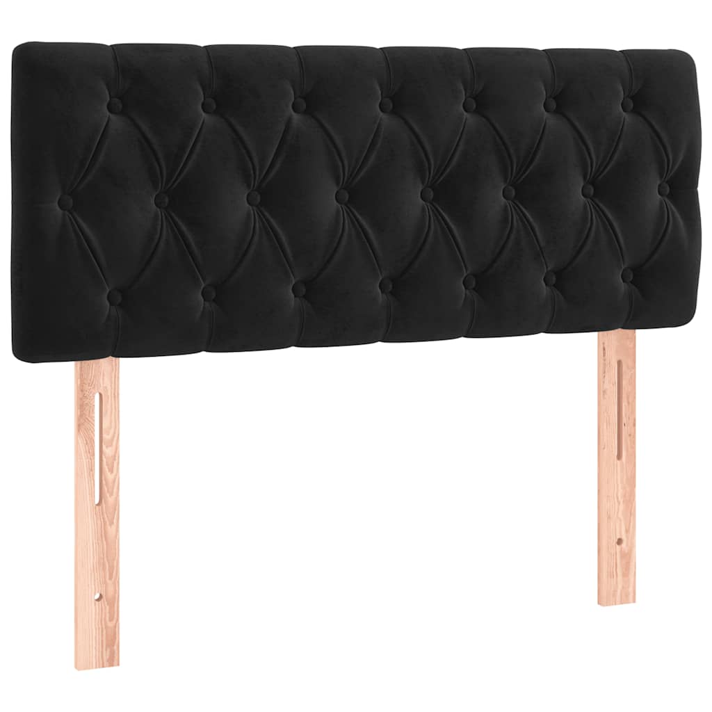 vidaXL Κρεβάτι Boxspring με Στρώμα & LED Μαύρο 100x200 εκ. Βελούδινο