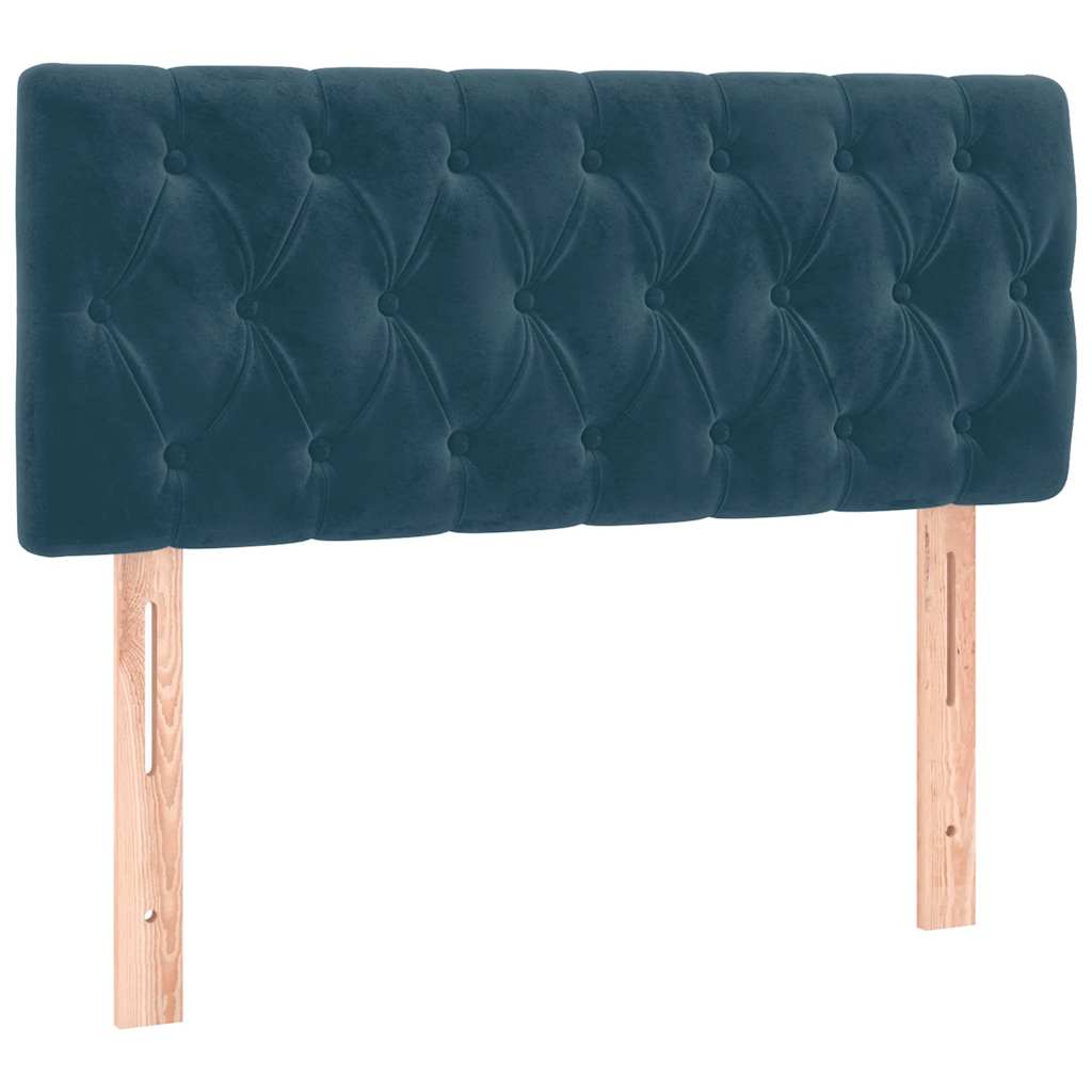 vidaXL Κρεβάτι Boxspring με Στρώμα & LED Σκ. Μπλε 120x200εκ. Βελούδινο