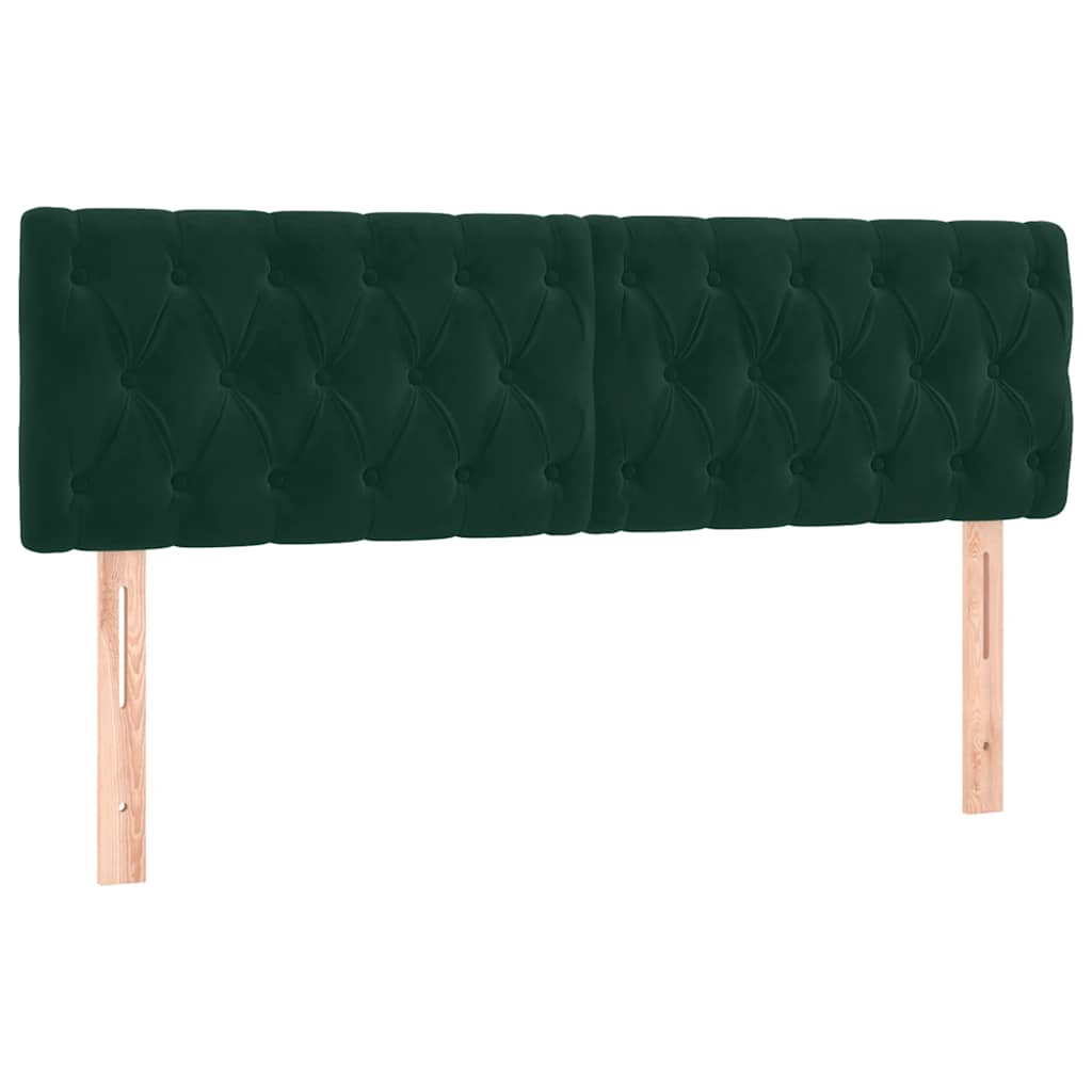vidaXL Κρεβάτι Boxspring με Στρώμα & LED Σκ. Πράσινο 140x190εκ Βελούδο