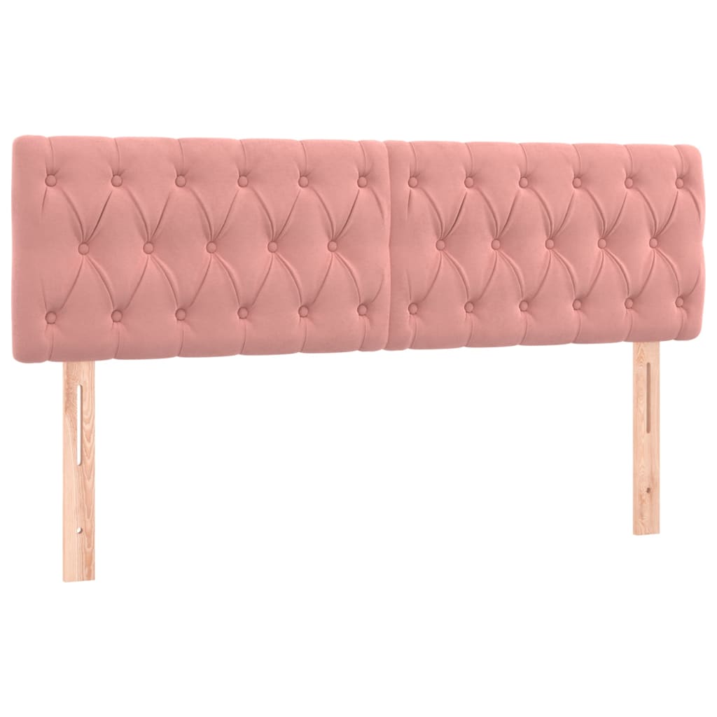 vidaXL Κρεβάτι Boxspring με Στρώμα & LED Ροζ 140x190 εκ. Βελούδινο