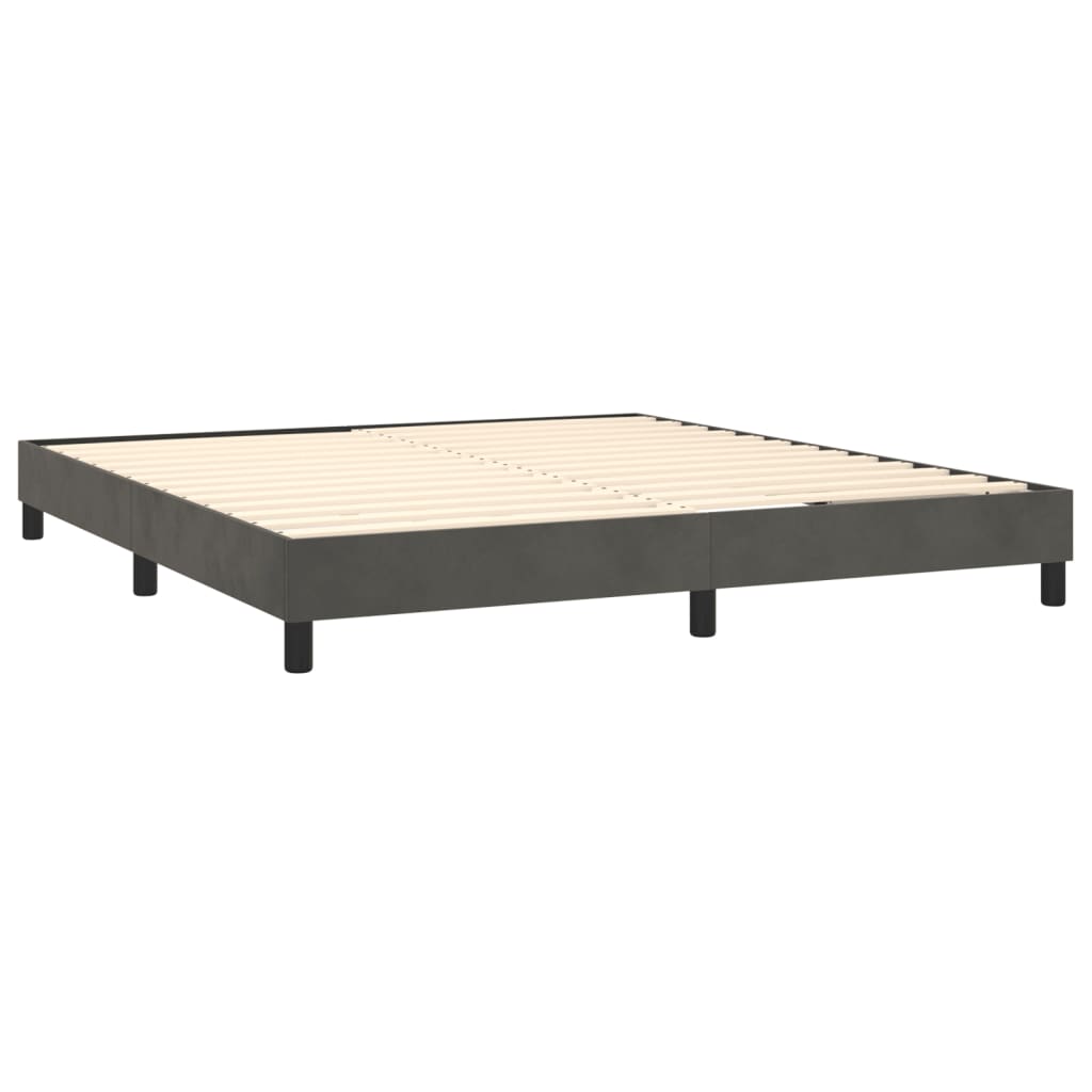 vidaXL Κρεβάτι Boxspring με Στρώμα & LED Σκ. Γκρι 180x200εκ. Βελούδινο