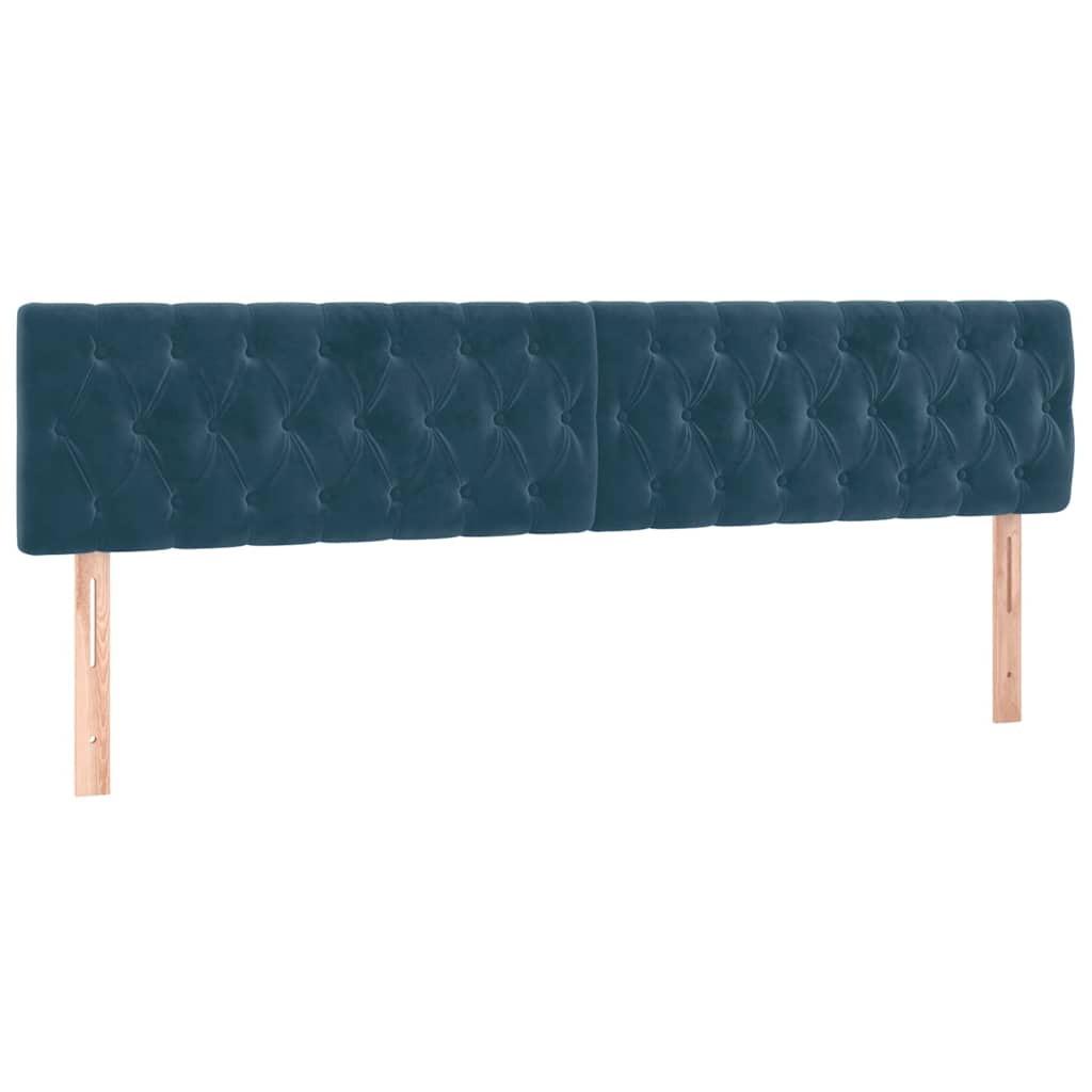 vidaXL Κρεβάτι Boxspring με Στρώμα & LED Σκ. Μπλε 200x200εκ. Βελούδινο